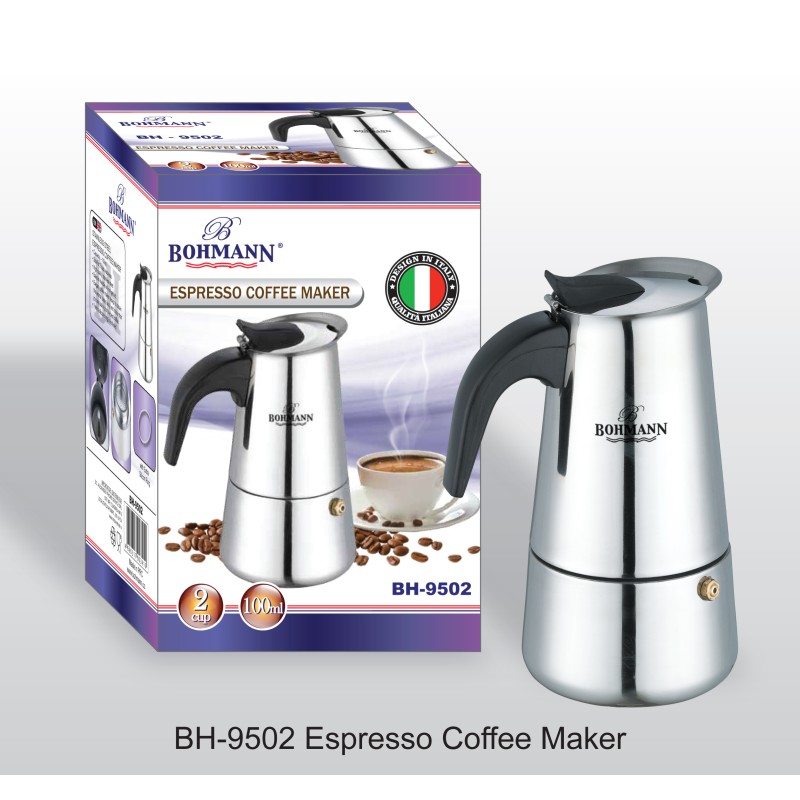 Espressor cafea din inox, Bohmann, 100ml, capacitate maxima: 2 cupe - imagine 2
