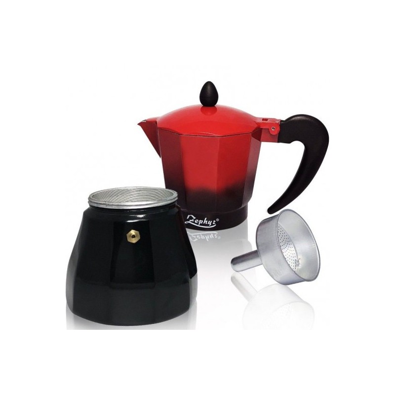 Espressor pentru aragaz din aluminiu manual, Zephyr Z 1173 M6, 6 cesti, 300 ml, rosu-negru - imagine 2