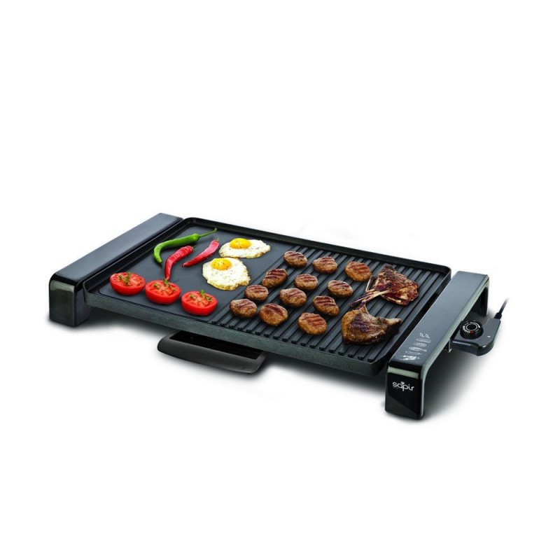 Gratar electric Sapir, 2000W, termostat reglabil, 60x34cm, suprafata grill si suprafata neteda - imagine 2