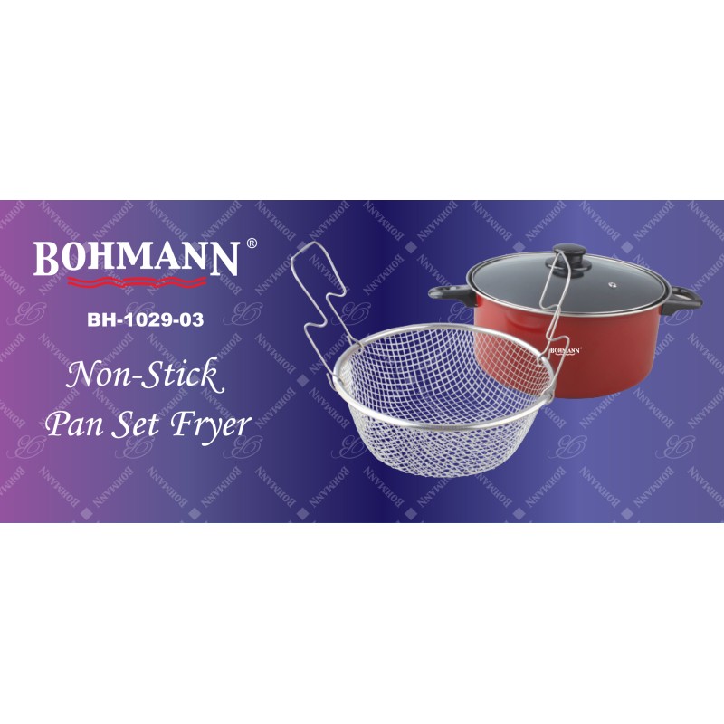 Oala tip friteuza Bohmann 2 in 1 cu capac, 24 cm si 2.5L, rosie - imagine 4