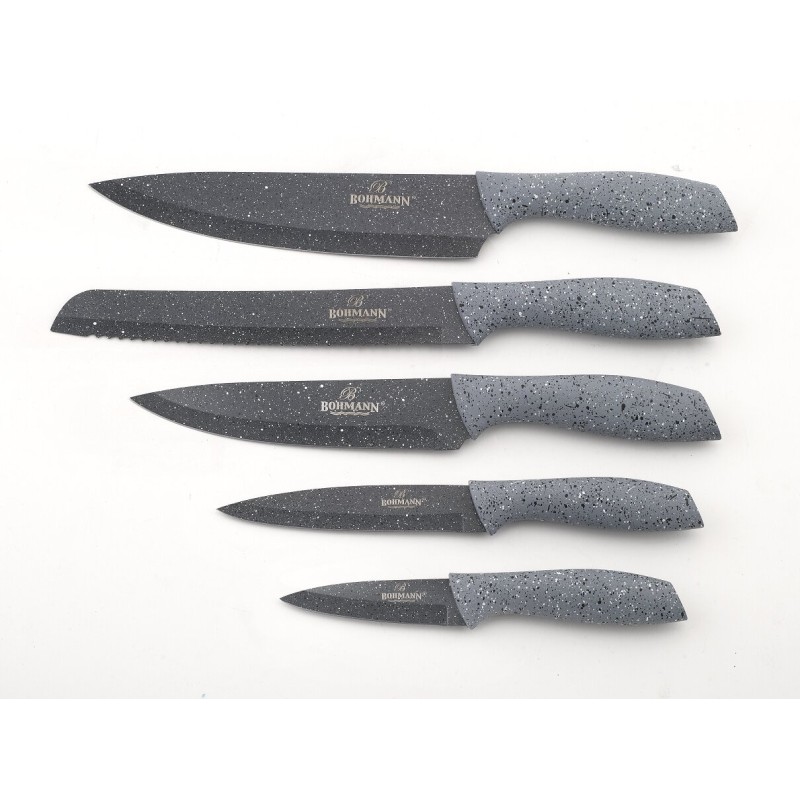 Set de 5 cutite din inox cu suport acrilic si manere soft-touch, Bohmann - imagine 2
