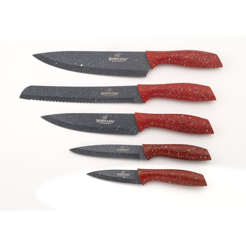 Set de 5 cutite din inox cu suport acrilic si manere soft-touch, Bohmann - imagine 2