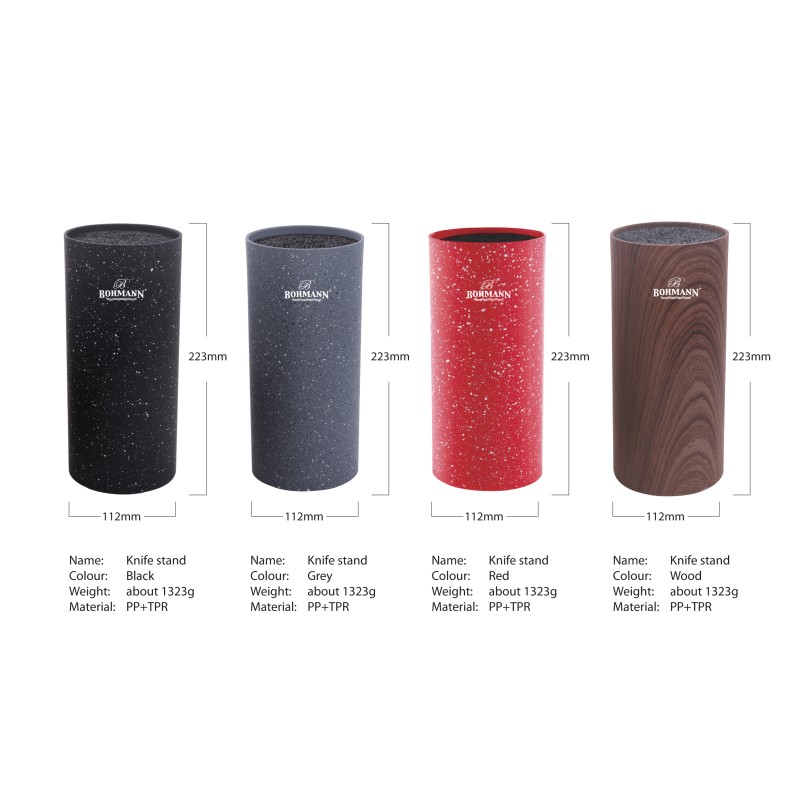 Suport Bohmann rotund pentru cutite, gri marmorat, placute interioare detasabile - imagine 2