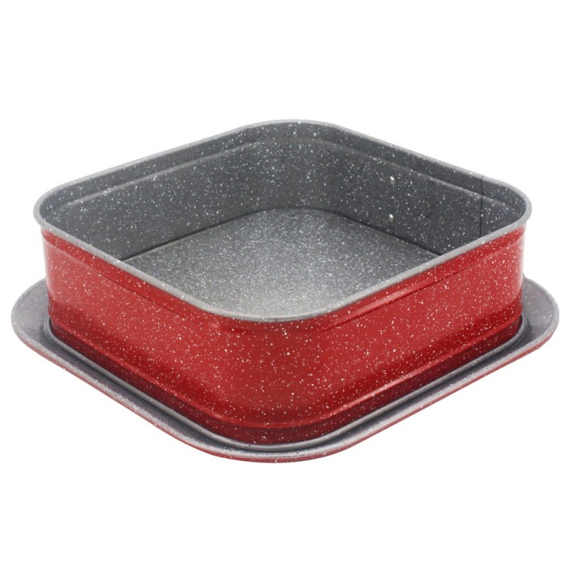Tava detasabila pentru tort Zephyr 27.5x27.5x7.2cm, rosie marmorata, otel carbon