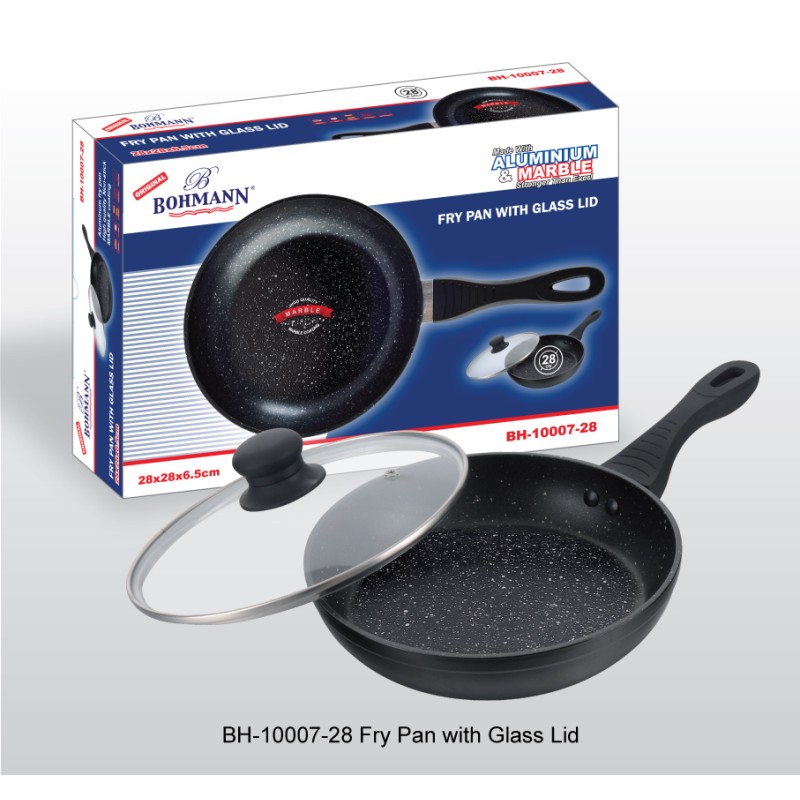 Tigaie aluminiu Bohmann 28X6.8 cm, interior din marmura - imagine 3