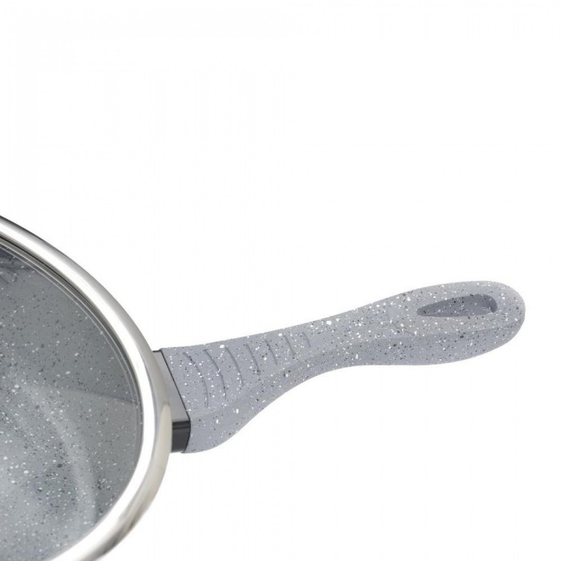 Tigaie din aluminiu cu invelis marmorat si capac, 24cm, Voltz - imagine 3