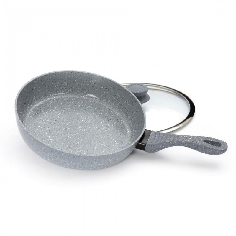 Tigaie din aluminiu cu invelis marmorat si capac, 28cm, Voltz - imagine 2
