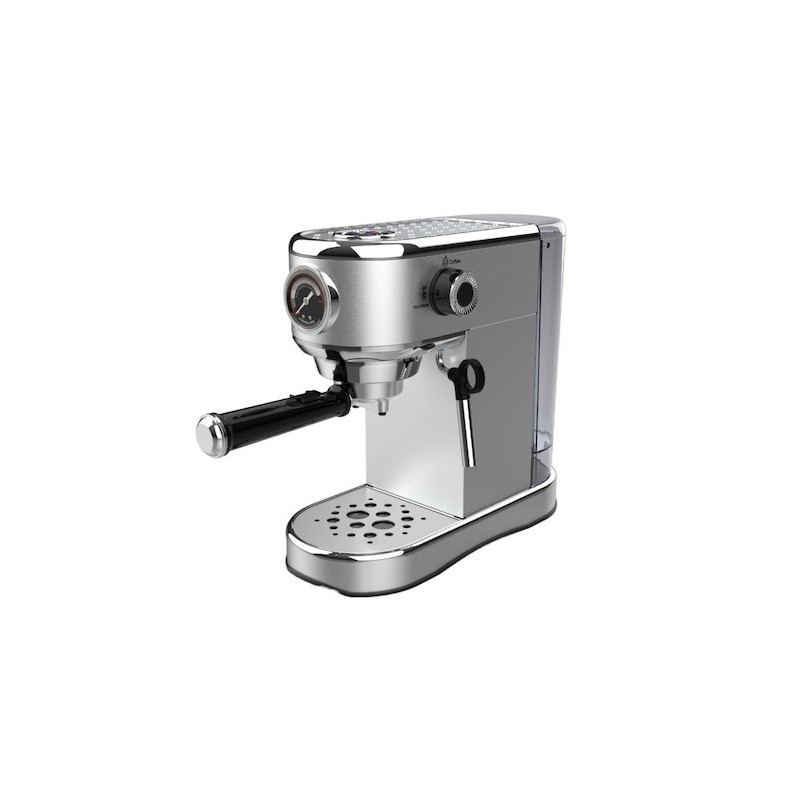 Espressor manual Oliver Voltz, 1450W, 15 bar, 1 L, Standby, Oprire automata, Argintiu